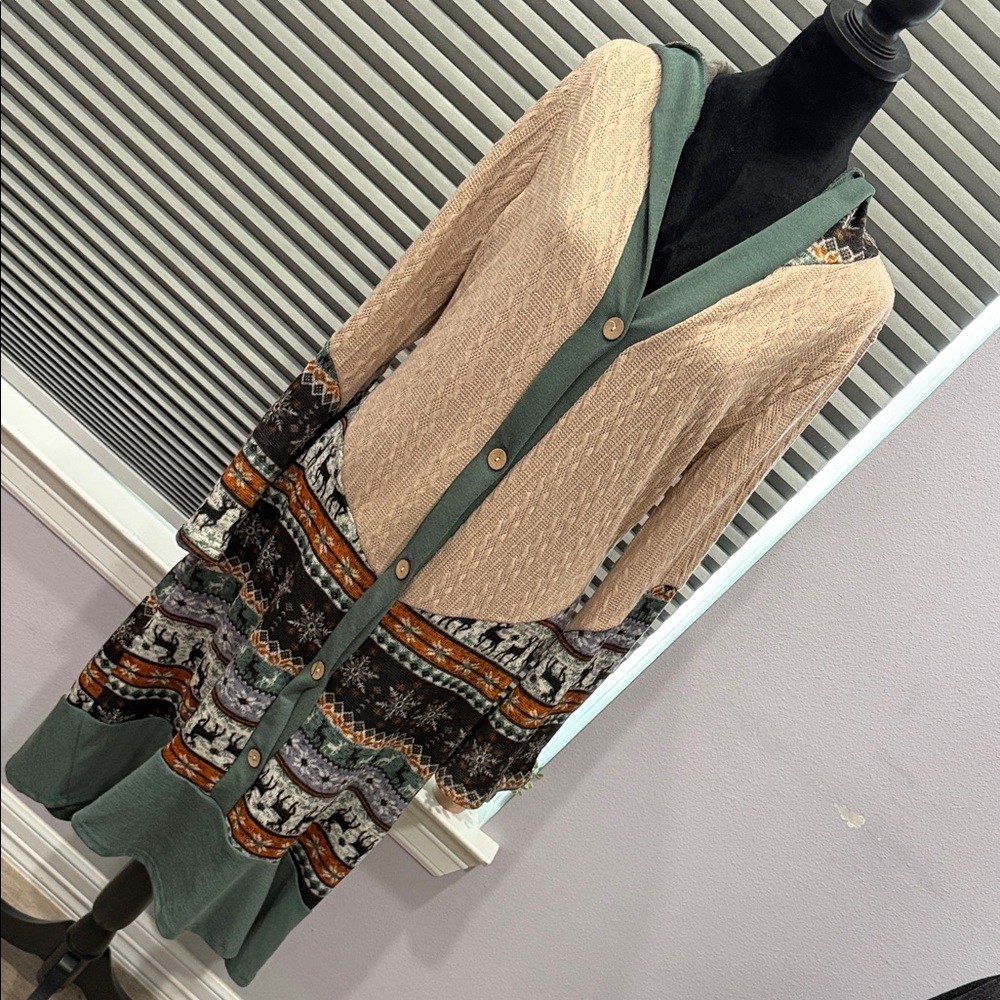 Multicolor Button-Up Cardigan